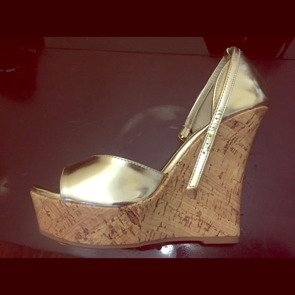 Styluxe Gold Wedge Heels
